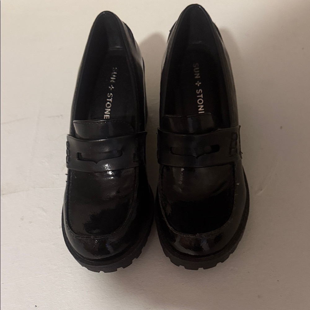 Sun + Stone Glossy Black Women's Loafers